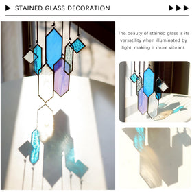 HDCRYSTALGIFTS stained glass earth-tones small panel reflecting colors in sun