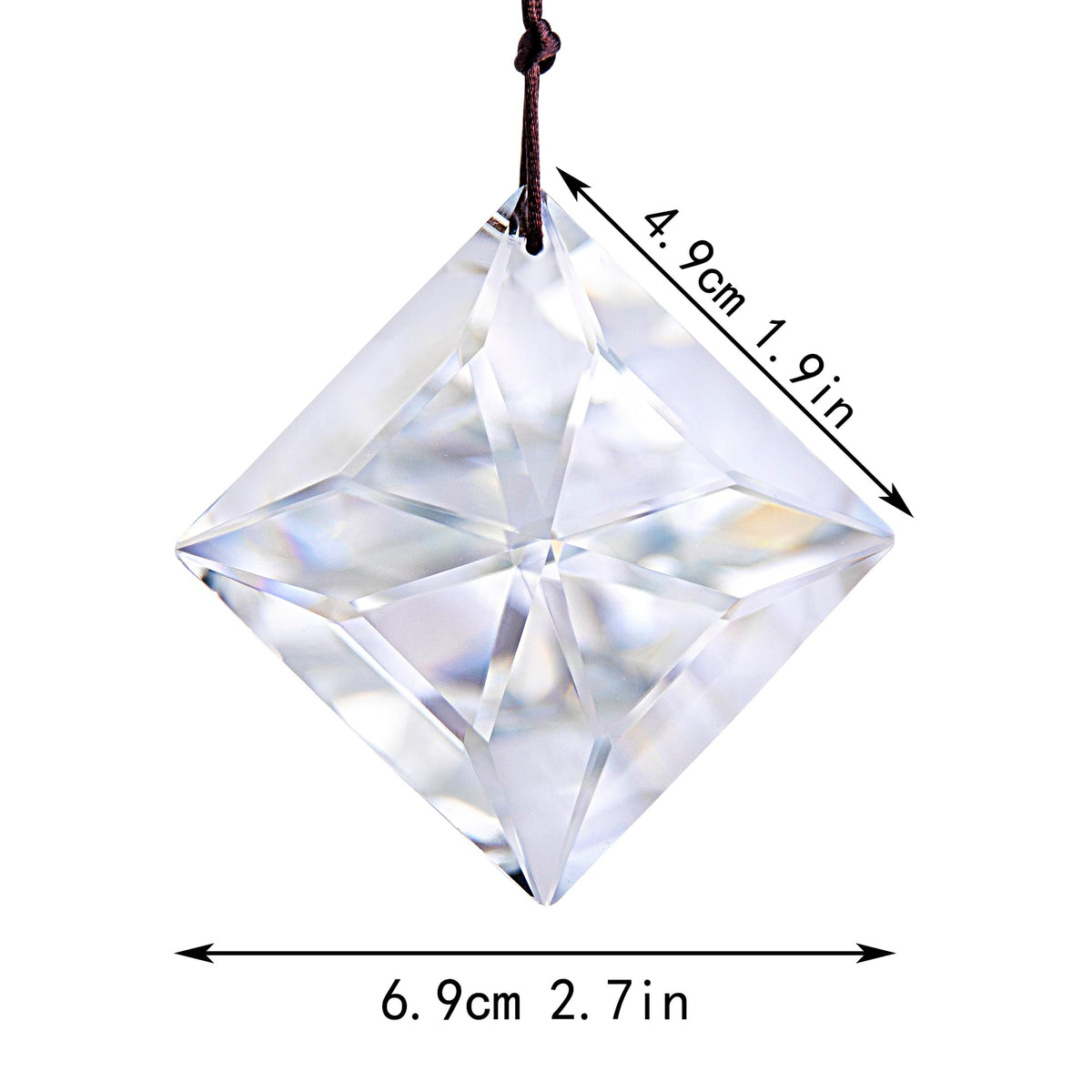 HDCRYSTALGIFTS hanging suncatcher with brown cord adds window sparkle.