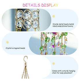 HDCRYSTALGIFTS crystal sun catcher catches sunlight to cast colorful rainbows.