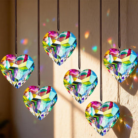 HDCRYSTALGIFTS crystal heart suncatchers brighten windows with rainbows