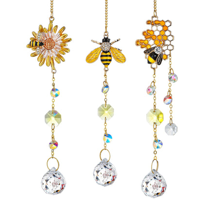 HDH Hyaline & Dora honeycomb bee crystal suncatcher brightens indoor windows with rainbow reflections