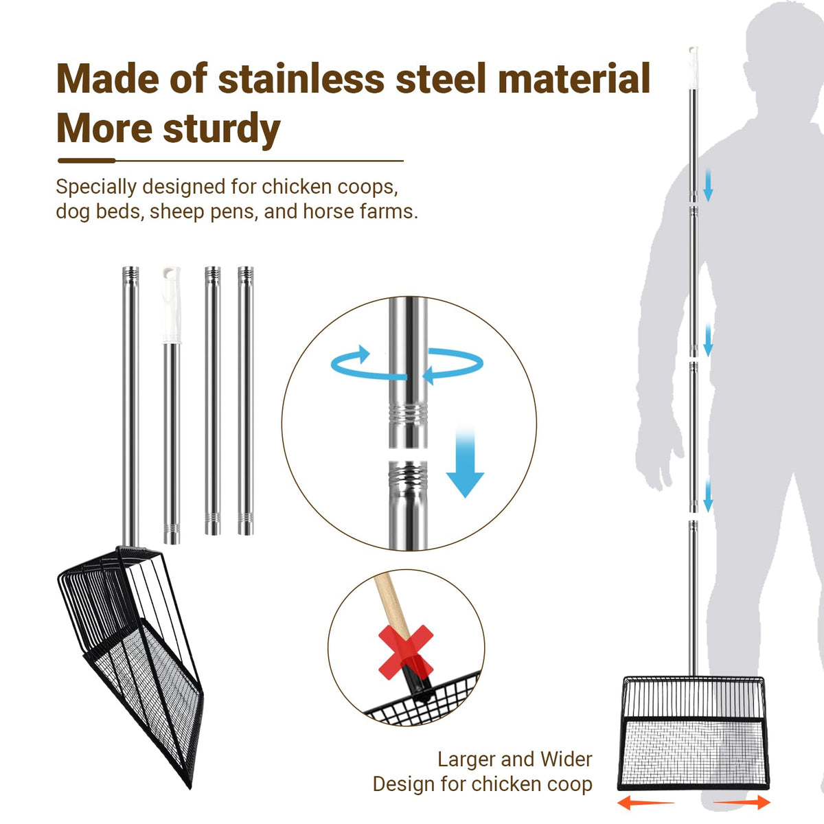 hdheubk extendable pole reaches 36.7 to 73 inches for tall users