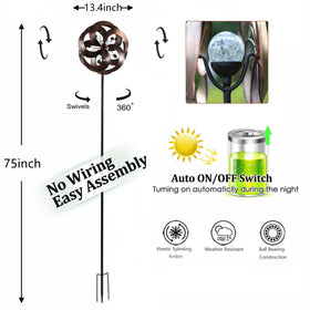 HDNICEZM LED color-changing light enhances night ambience on the wind spinner.