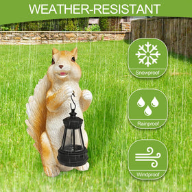 HDOOMN patio yard squirrel light statue for pathways