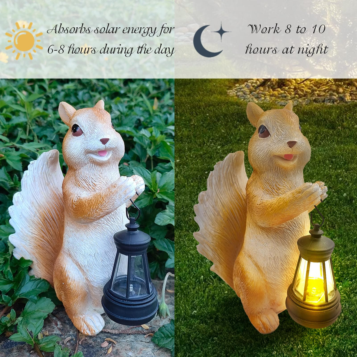 HDOOMN resin garden figurine squirrel for year-round display