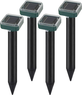 HDView solar-powered mole repellent unit protecting a sunny lawn