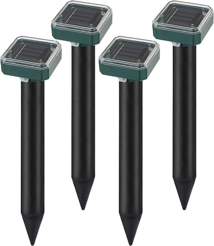 HDView solar-powered mole repellent unit protecting a sunny lawn
