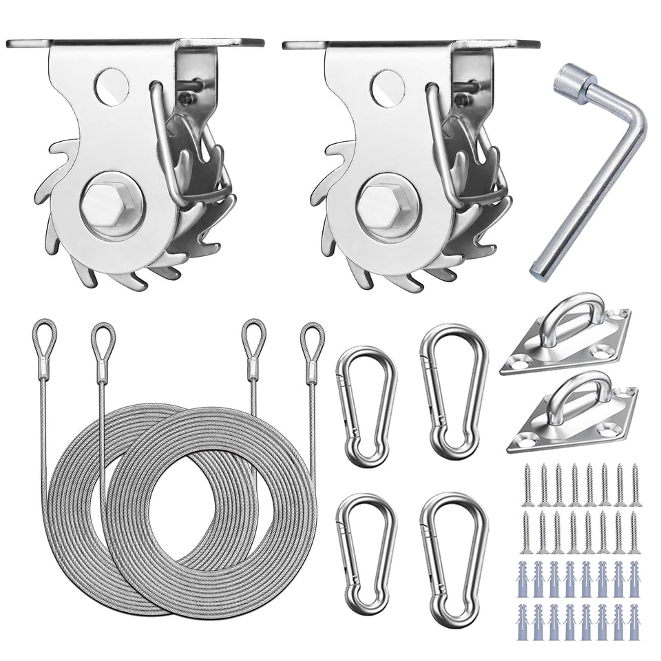 HDYAR 43-pcs shade sail hardware kit with ratchet winch ensures secure outdoor installation.