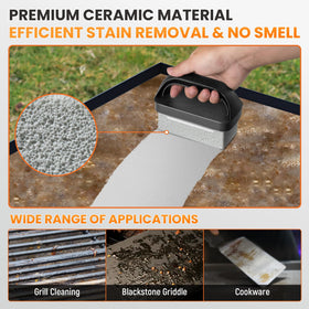 HE-SANQI cleaning kit laid out with bricks, handle, and scraper for versatile use.