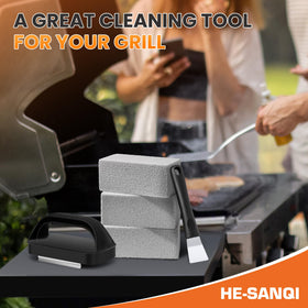 HE-SANQI griddle cleaning in action on a stove top for efficient results.