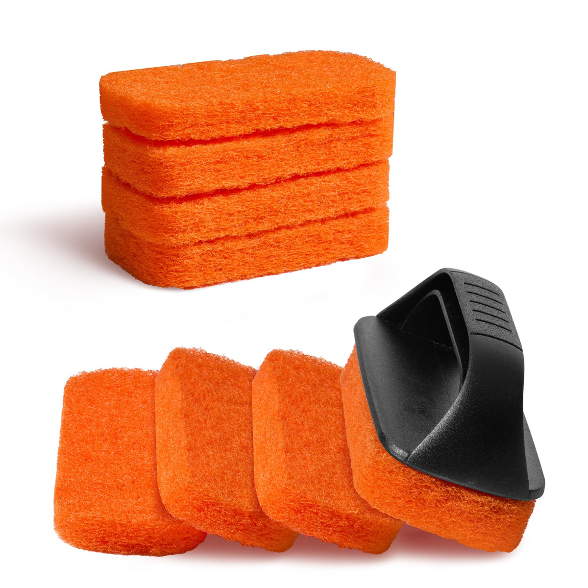 HE-SANQI griddle cleaning kit with 8 pads and 1 handle for grease removal.