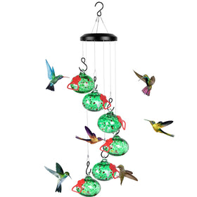 Headak Life hummingbird feeder wind chime outdoors with colorful glass ball attracts birds