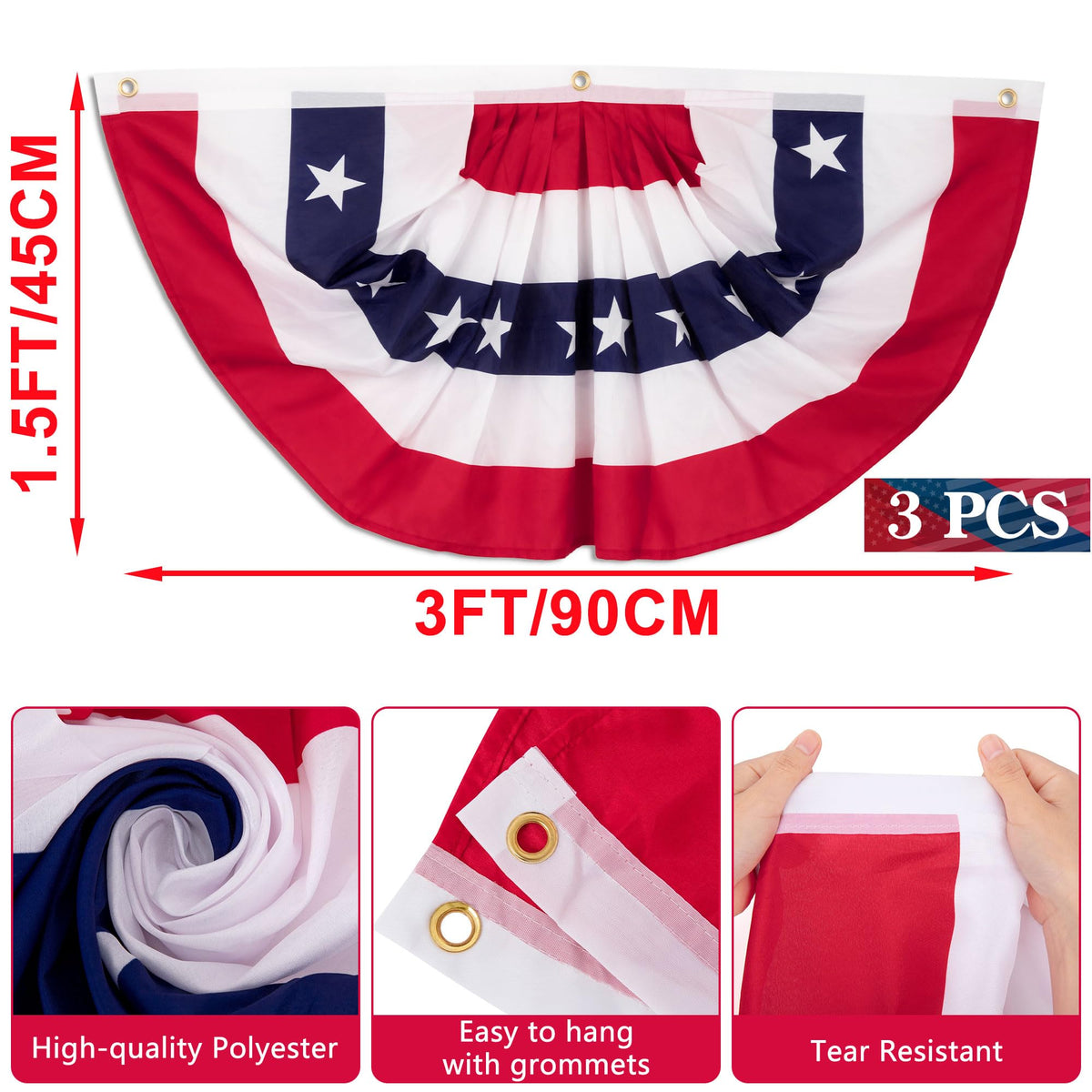 Heartome patriotic bunting banner draped along a fence for outdoor events.