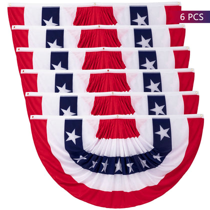 Heartome pleated Fourth of July flag, 3x6 ft, ideal for outdoor porch decor.