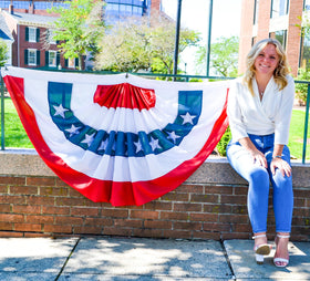 Heartome patriotic flags for outdoor celebrations, reusable polyester material.
