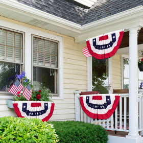 Heartome patriotic decor banner brightens a yard with durable polyester.