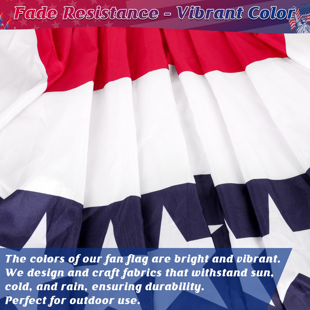 Heartome US flag elements pleated fan banner adds classic patriotic flair outdoors