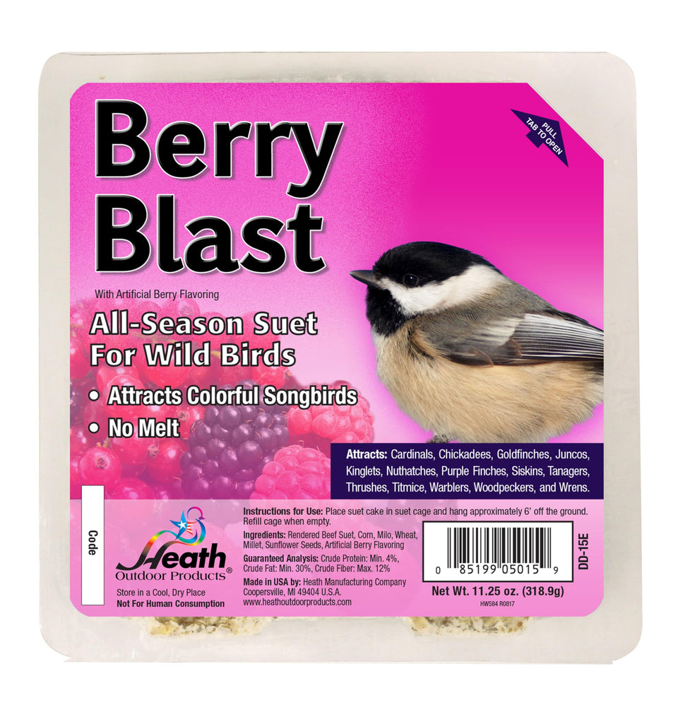 Heath DD15-10 Berry Blast suet cakes pack attracts colorful songbirds with high-energy nutrition.