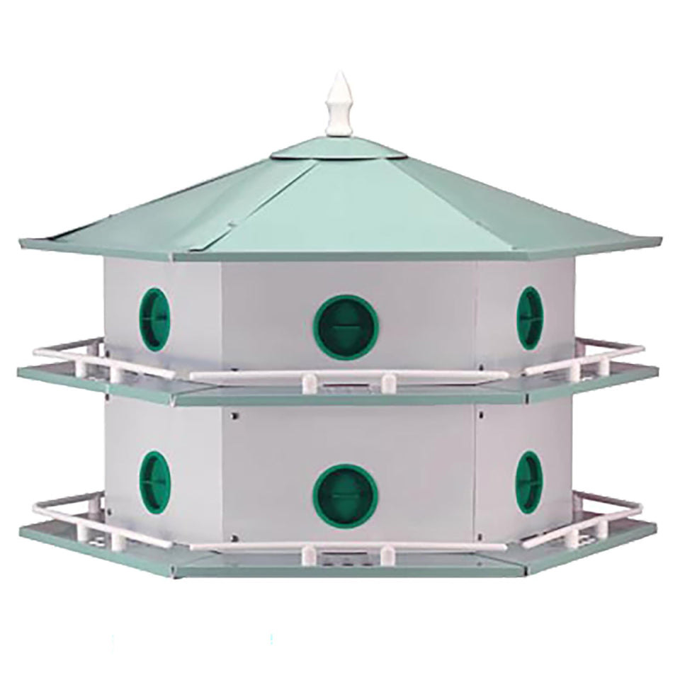 Heath Outdoor AH-12D 12-room aluminum purple martin house side view shows durable, rust-free construction for long-lasting use
