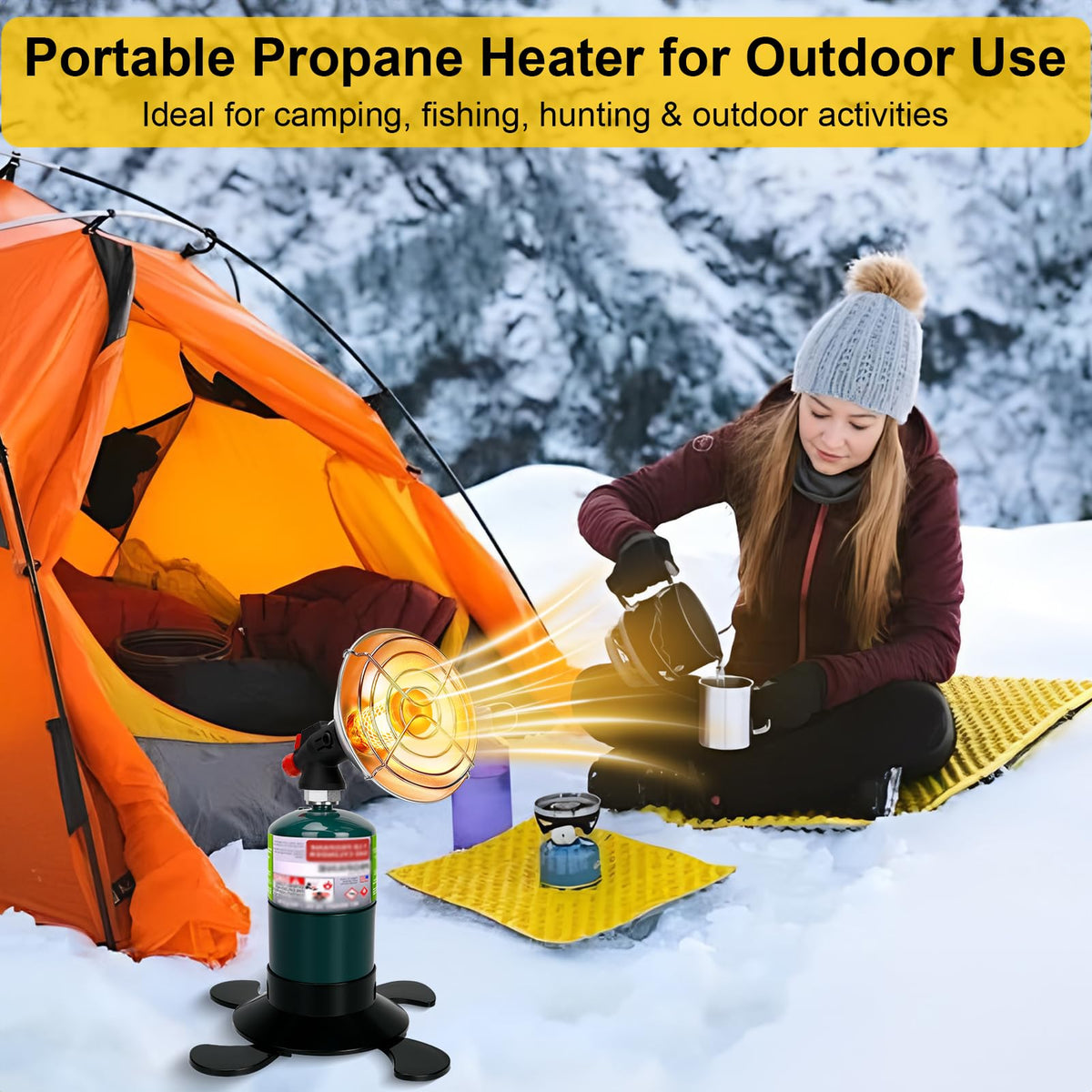 HEATHIVE foldable tank base setup shows easy stabilization in outdoor spaces