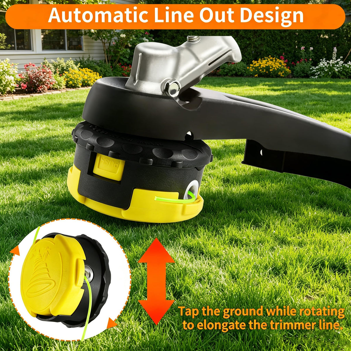 HeavenBird Speed Feed Trimmer Head enables quick line replacement without disassembly.
