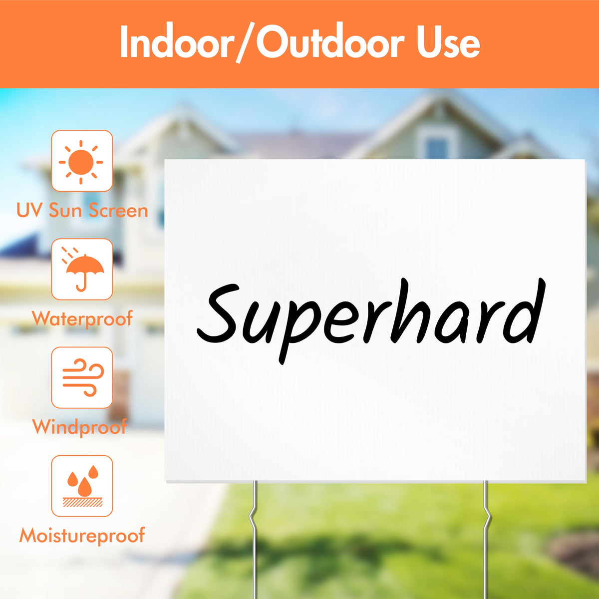 Hebayy yard signs ideal for garage sales, open houses, and events.