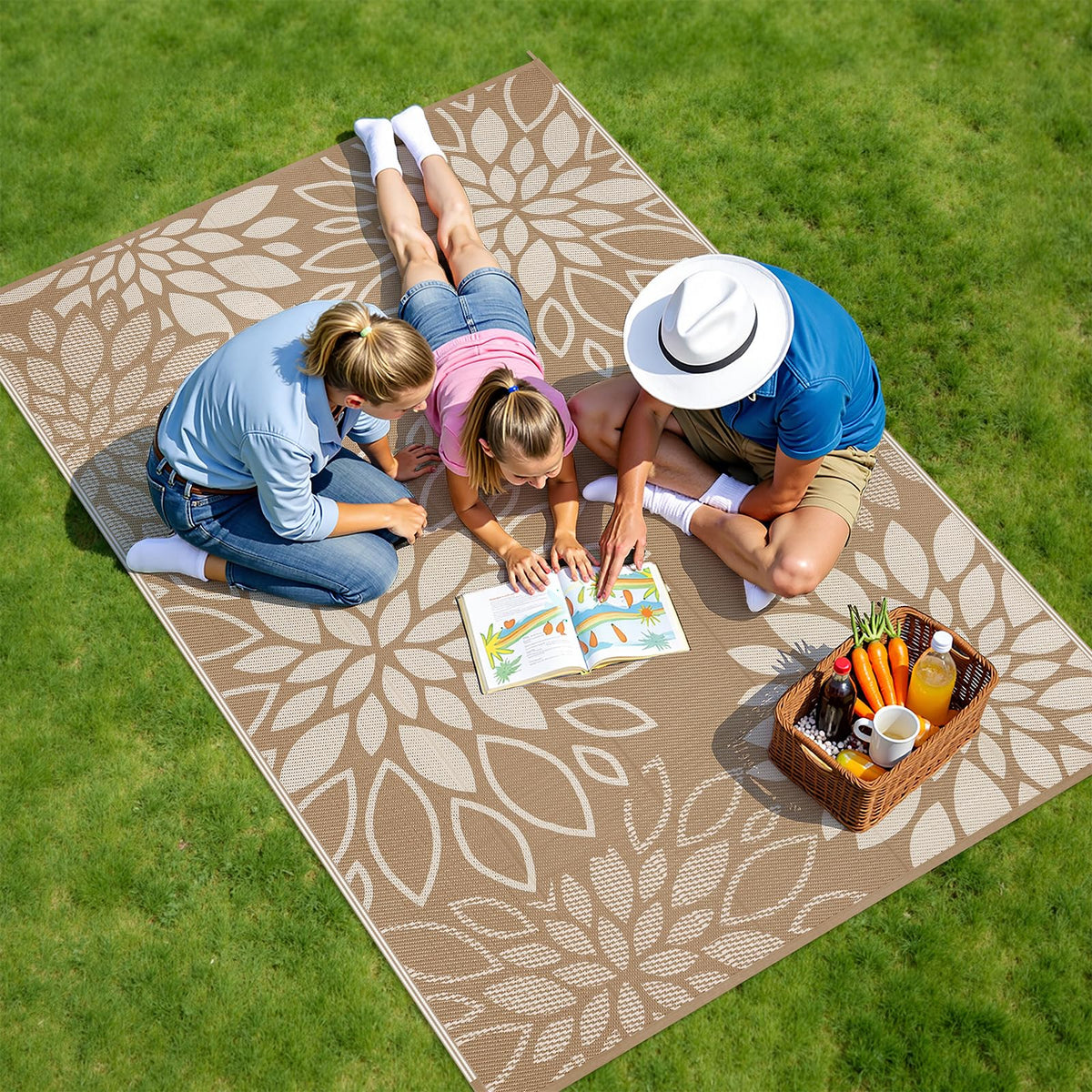 HEBE versatile outdoor rug for patio, deck, or garden.