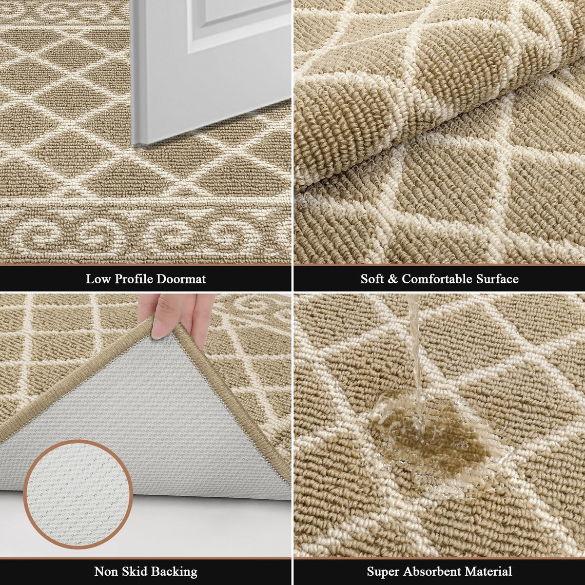 HEBE door mat non-slip backing maintains grip in high-traffic entrances