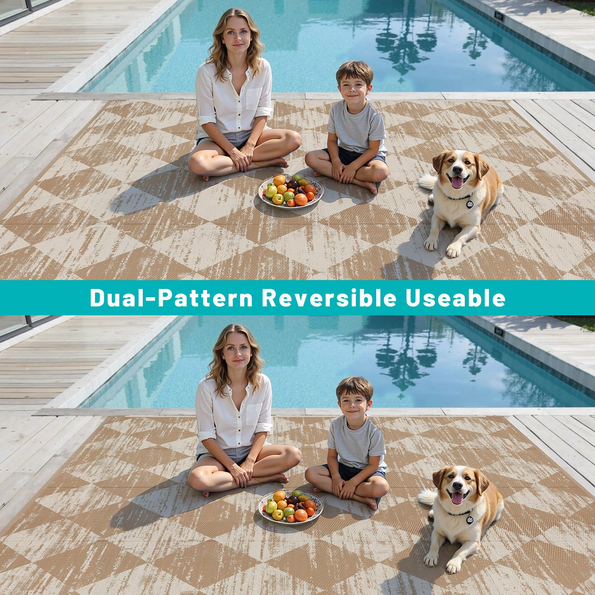 HEBE easy-clean rug: wipe or hose off for quick refresh