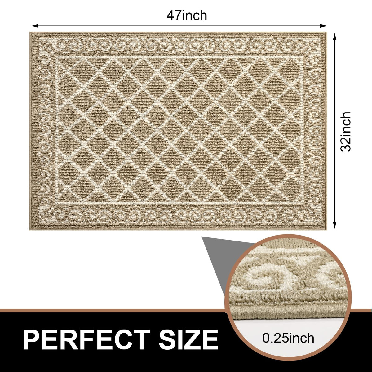 HEBE grey and white checkered mat blends with decor while trapping dirt