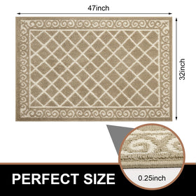 HEBE grey and white checkered mat blends with decor while trapping dirt