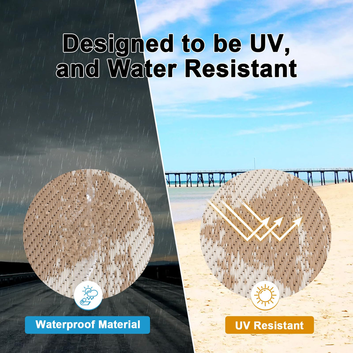 HEBE UV-coated weave maintains color under sun with minimal wear