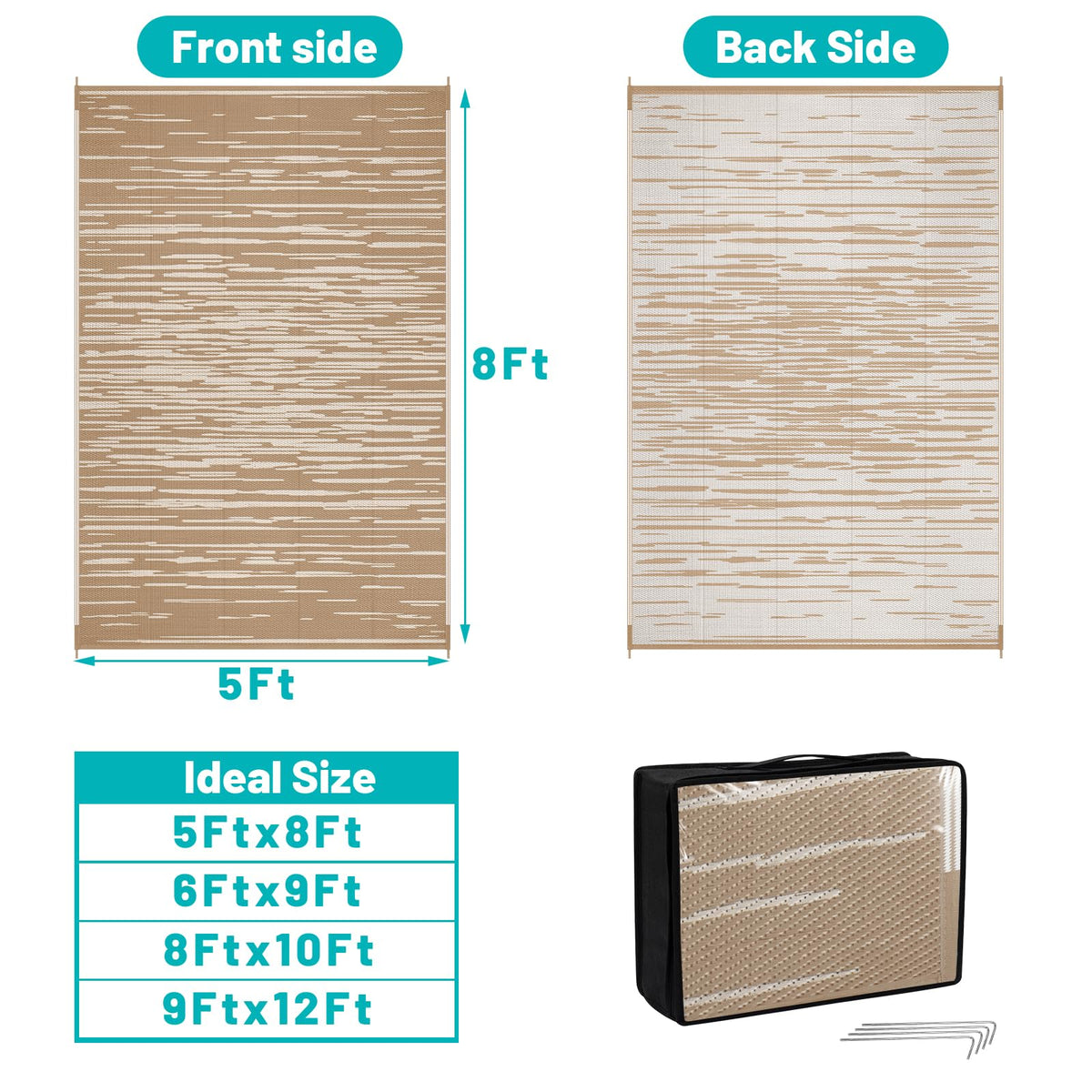 HEBE Outdoor Rug 5x8 UV-durable surface maintains color in sun
