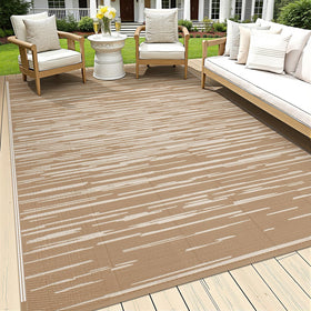 HEBE Outdoor Rug 5x8 waterproof striped design ideal for easy patio cleanup