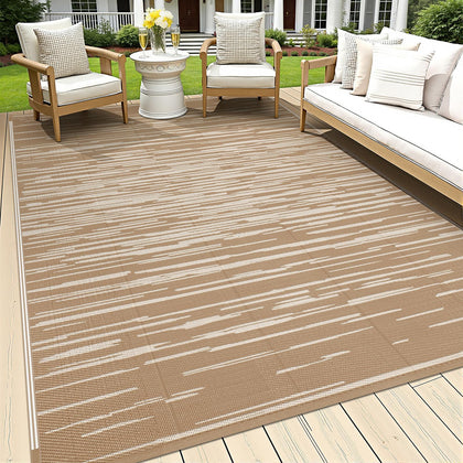 HEBE Outdoor Rug 5x8 waterproof striped design ideal for easy patio cleanup