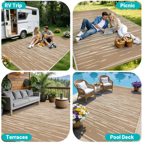 HEBE Outdoor Rug 8x10 ideal for beach trips, camping, and RV setups.