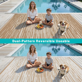 HEBE Outdoor Rug 8x10 versatile indoors or outdoors for patios and decks.