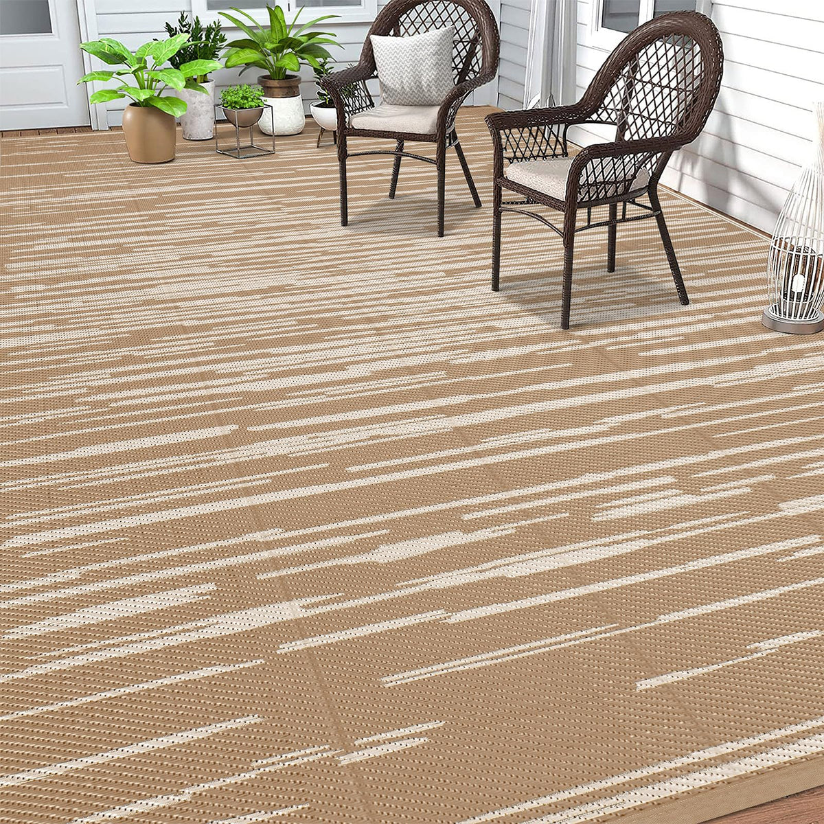 HEBE Outdoor Rug 8x10 waterproof patio; easy hose-cleanup for mess-free maintenance.