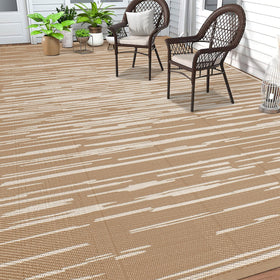 HEBE Outdoor Rug 8x10 waterproof patio; easy hose-cleanup for mess-free maintenance.