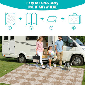 HEBE rug corner loops with stakes keep it secure on windy patios