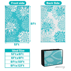 Outdoor rug resists fading due to UV coating for sunlit patios