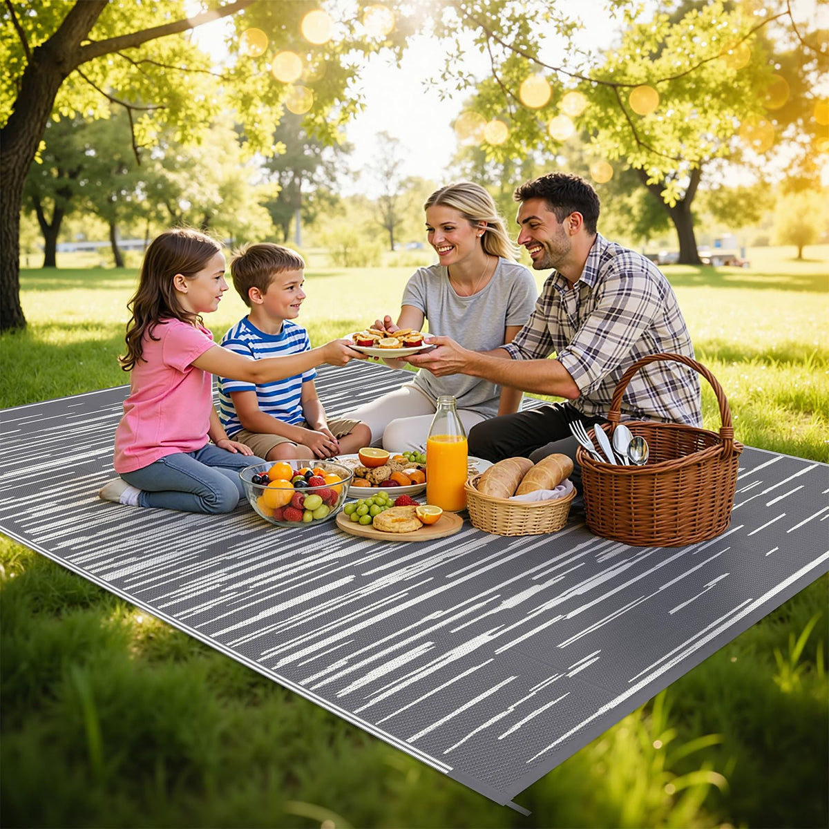 HEBE Outdoor Rug foldable with carrying bag ready for travel
