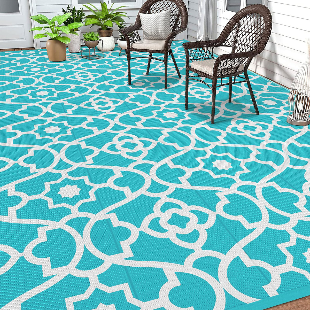 HEBE outdoor rug fits indoor and outdoor spaces for versatile décor