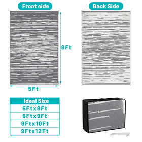 HEBE Outdoor Rug reversible stripes showing two style options