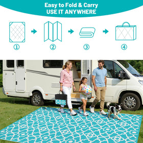 HEBE outdoor rug with UV-weatherproof coating for outdoor longevity