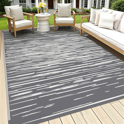 HEBE Outdoor Rug 5x8 waterproof on patio surface for easy cleanups