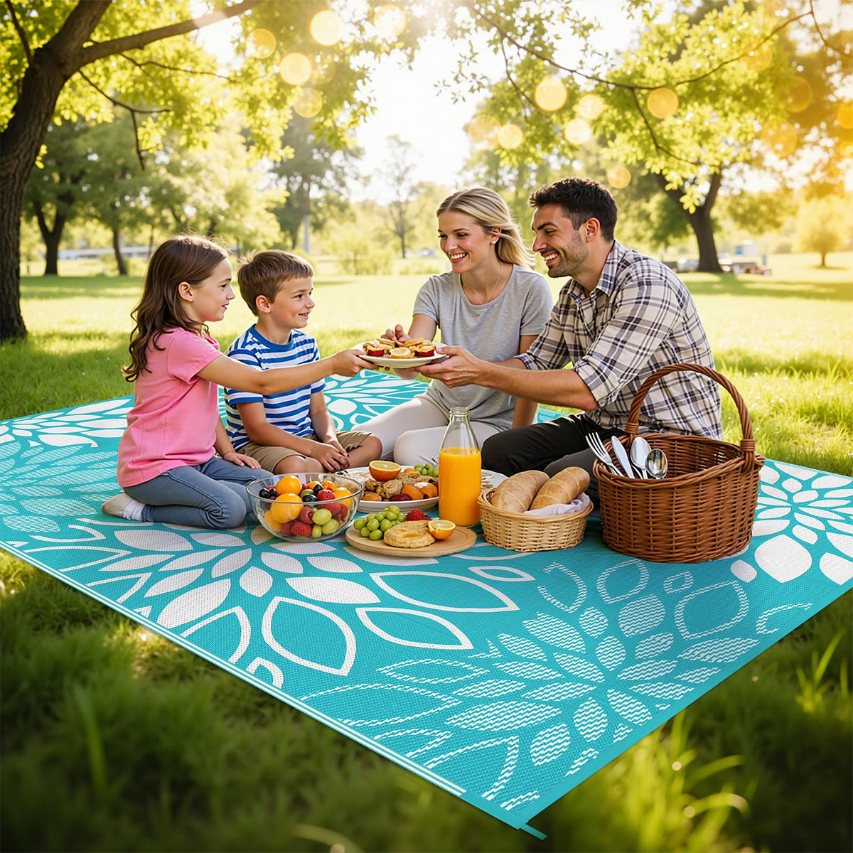HEBE plastic straw rug with dual sides for decks and porches