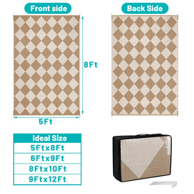 HEBE Reversible Patio Rug displays two styles for quick outdoor refresh.