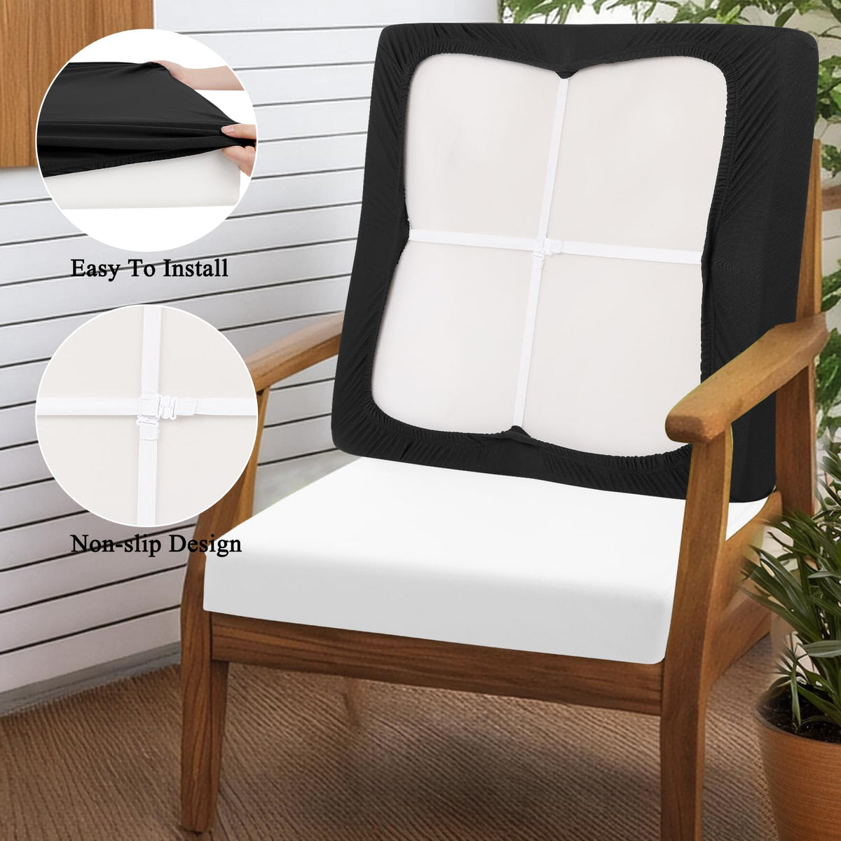 HEBE RUGS elastic cushion covers fit 19–26 inch chairs securely