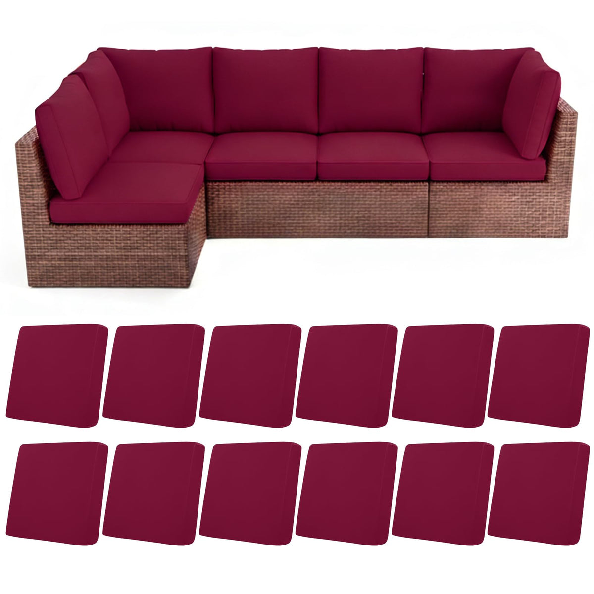HEBE RUGS stretch patio cushion covers 12pc kit for outdoor chairs.